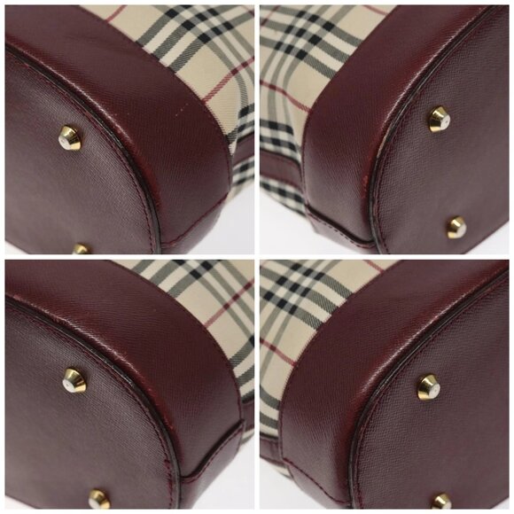 BURBERRY Nova Check Shoulder Bag Canvas Beige Gold Auth bs24664 - Picture 14 of 16